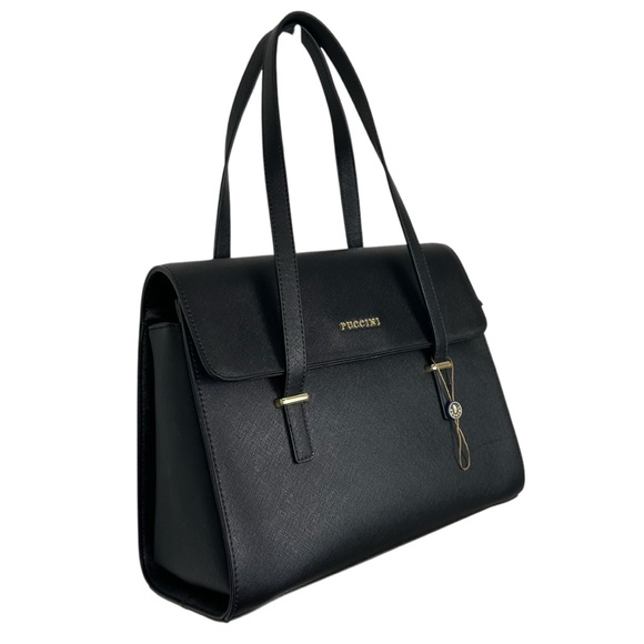 PUCCINI NWT Black Vegan Leather Shoulder Handbag - Picture 3 of 15